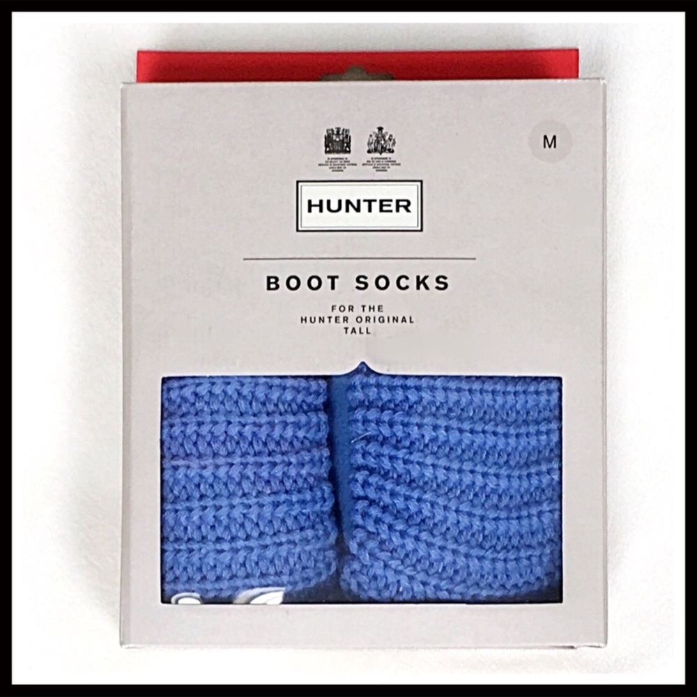 HUNTER ORIGINAL TALL CUFFED BLUE BOOT SOCKS A2C - Picture 5 of 8